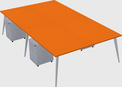 Shared rectangular office desk system