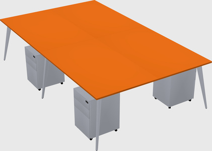 Shared rectangular office desk system