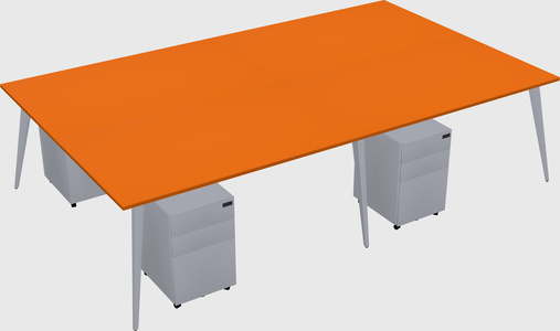 Shared rectangular office desk system