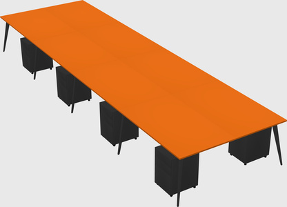 Shared rectangular office desk system