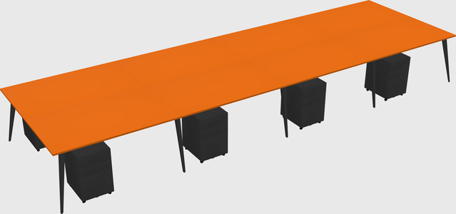 Shared rectangular office desk system
