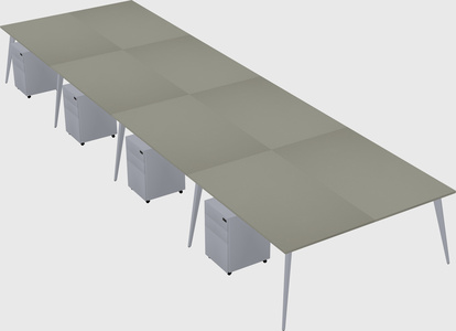 Shared rectangular office desk system