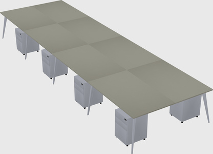 Shared rectangular office desk system