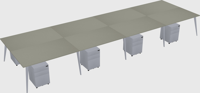Shared rectangular office desk system