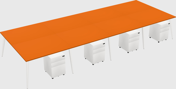 Shared rectangular office desk system