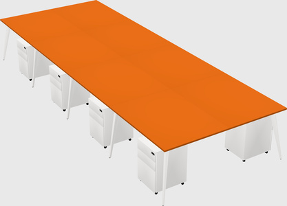 Shared rectangular office desk system