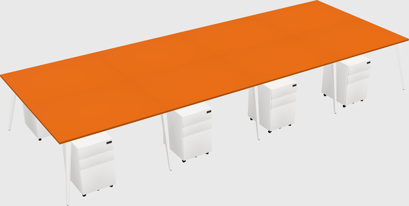 Shared rectangular office desk system