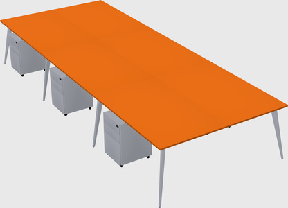 Shared rectangular office desk system