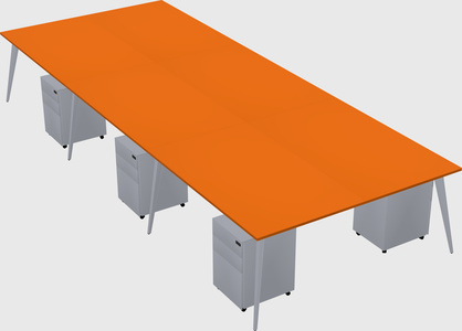 Shared rectangular office desk system