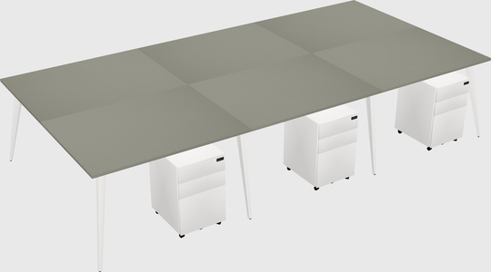 Shared rectangular office desk system