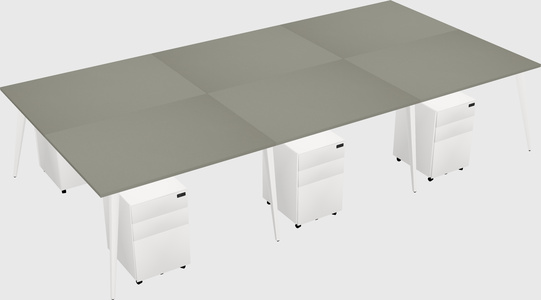 Shared rectangular office desk system