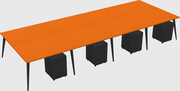 Shared rectangular office desk system