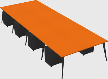 Shared rectangular office desk system