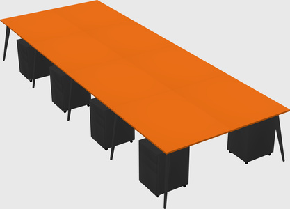 Shared rectangular office desk system