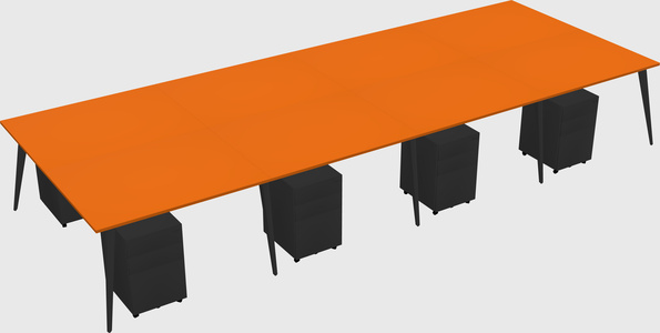 Shared rectangular office desk system