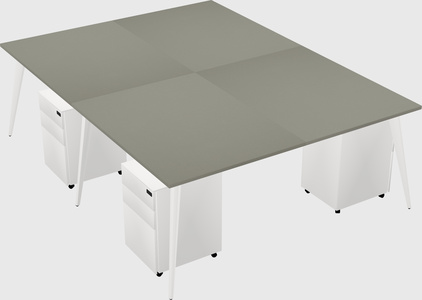 Shared rectangular office desk system