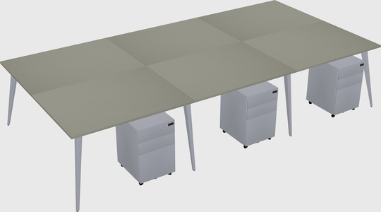 Shared rectangular office desk system