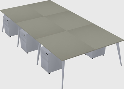 Shared rectangular office desk system