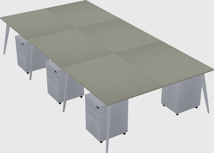 Shared rectangular office desk system
