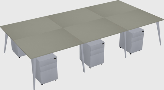 Shared rectangular office desk system