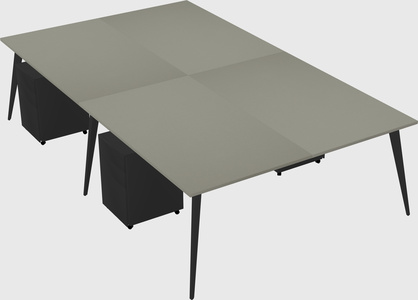 Shared rectangular office desk system
