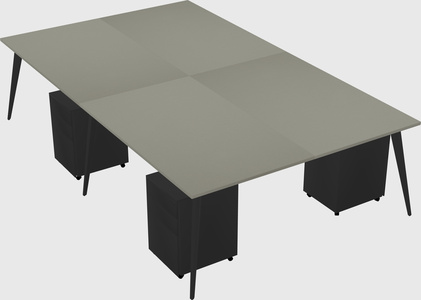 Shared rectangular office desk system