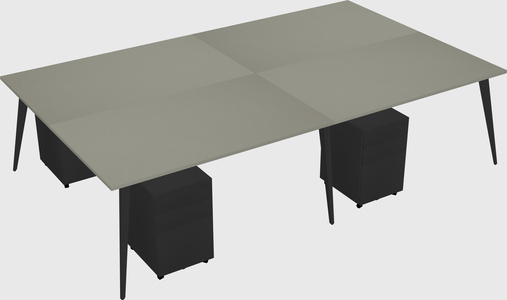 Shared rectangular office desk system