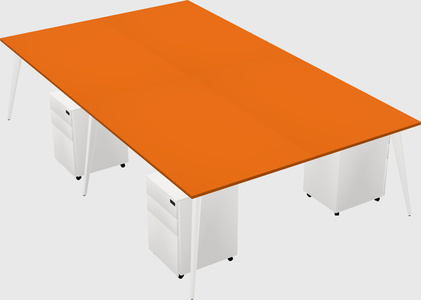 Shared rectangular office desk system