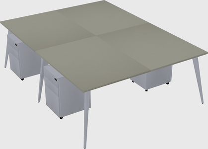 Shared rectangular office desk system