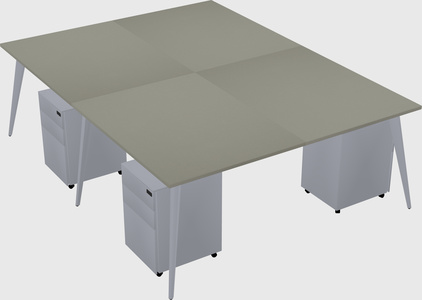 Shared rectangular office desk system