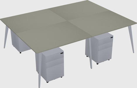 Shared rectangular office desk system