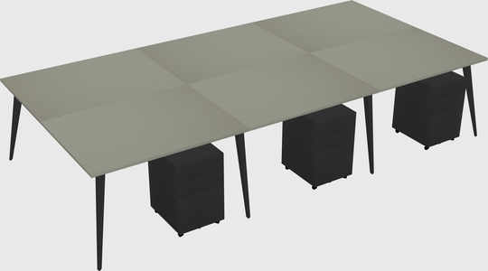 Shared rectangular office desk system