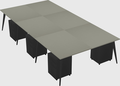 Shared rectangular office desk system