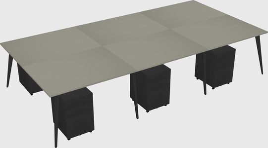 Shared rectangular office desk system