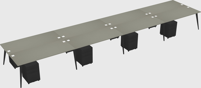 Shared rectangular office desk system