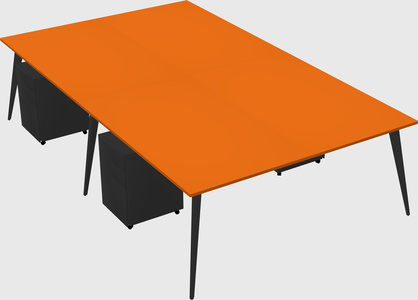 Shared rectangular office desk system