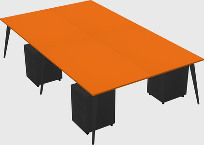 Shared rectangular office desk system