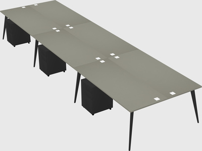 Shared rectangular office desk system
