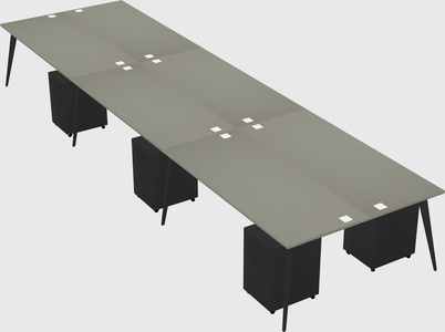 Shared rectangular office desk system