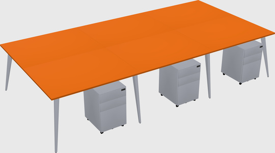 Shared rectangular office desk system