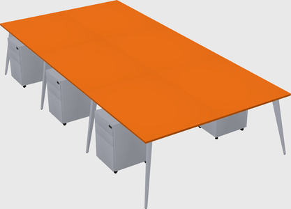 Shared rectangular office desk system