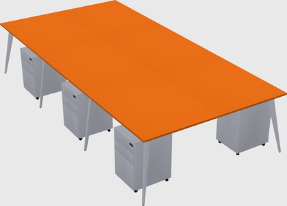 Shared rectangular office desk system