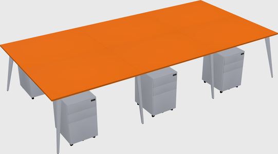 Shared rectangular office desk system