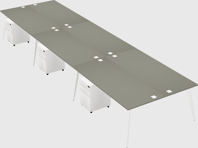 Shared rectangular office desk system