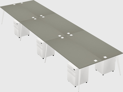 Shared rectangular office desk system