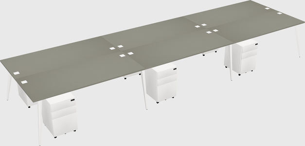 Shared rectangular office desk system