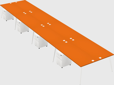 Shared rectangular office desk system
