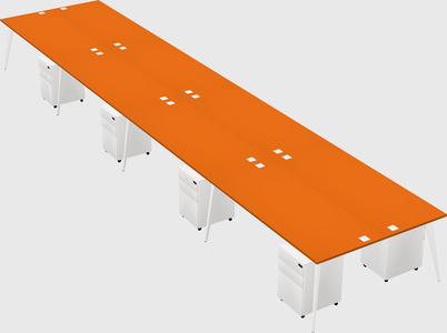 Shared rectangular office desk system