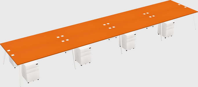Shared rectangular office desk system