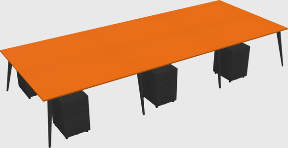 Shared rectangular office desk system